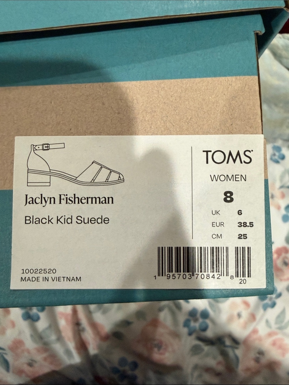 Toms Jaclyn Fisherman Black Kid Suede Women's Sandals